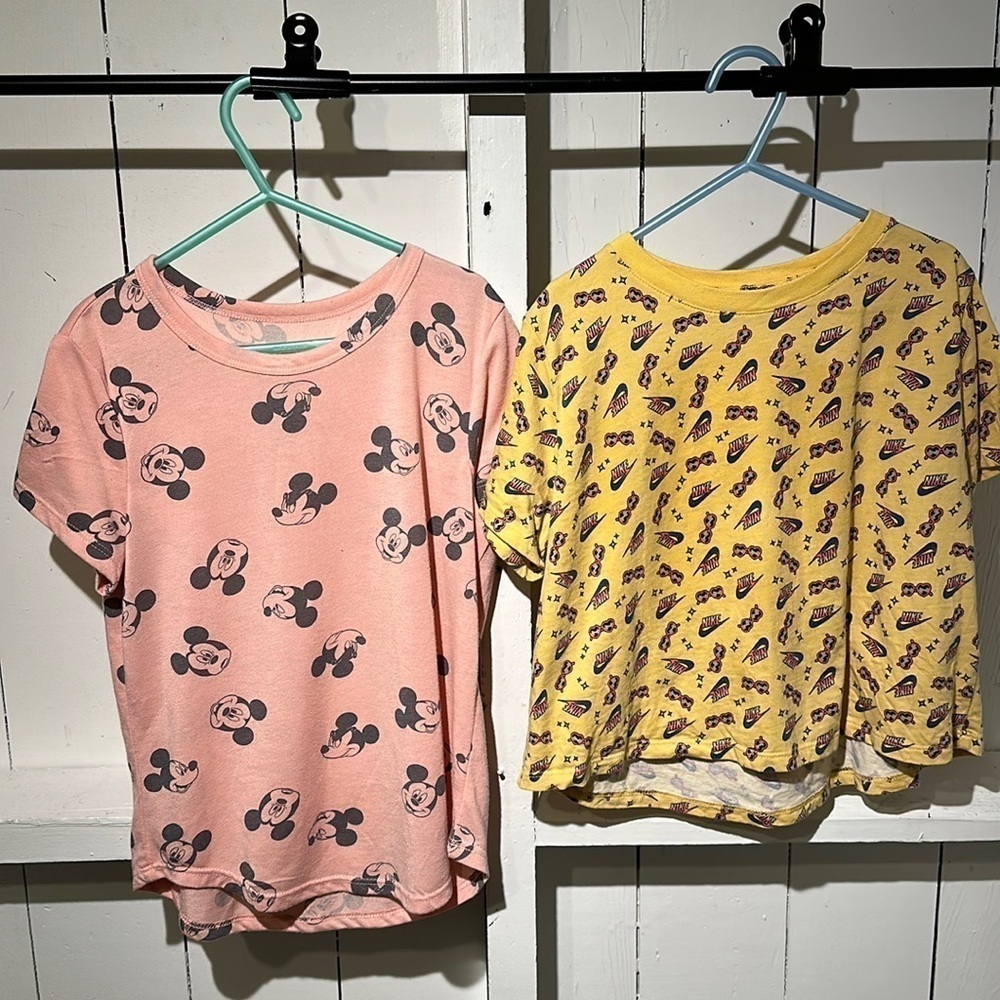 LOT 2 For 1 Nike 80’s Throwback and Disney Mickey Mouse Little Girl Shirts XS - Picture 2 of 11